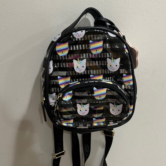 Betsey Johnson Handbags - Betsey Johnson Cat Unicorn Pink Striped Backpack